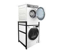 QUICK STAR Estante para Lavadora 74x65x111cm Negro | Mueble Organizador para Lavadora y Secadora apiladas | Estantería de baño Armario Lavadora sótano