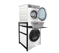 QUICK STAR Estantería para lavadora, 74 x 65 x 111 cm, con separación, color negro