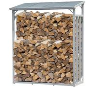QUICK STAR Estantería para leña de chimenea de aluminio 143 x 70 x 185 cm, soporte para leña de jardín, 1,8 m³/2,5 SRM, soporte para leña
