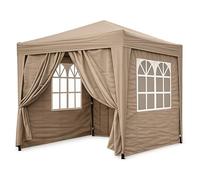 QUICK STAR Jardín Gazebo Plegable Pop-Up 2,5 x 2,5 m Beige con 4 Paredes Laterales de Velcro fácil con 2 Cremalleras