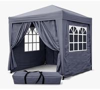 QUICK STAR Jardín Gazebo Plegable Pop-Up 2,5 x 2,5 m Gris Ahumado con 4 Paredes Laterales de Klett fácil con 2 Cremalleras