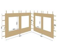 Quick Star Juego de 2 Paredes Laterales de poliéster con Ventana de 300 x 195 cm para cenador de 3 x 3 m, Color Beige Impermeable
