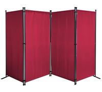 QUICK STAR Paravent 220 x 165 cm Tejido Divisor de habitación Jardín 4-Partición Pared de separación Plegable Balcón Pantalla de privacidad Rojo Rubí
