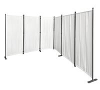 QUICK STAR Paravent 340 x 165 cm Tejido Divisor de habitación Jardín 6-Partición Pared de separación Plegable Balcón Pantalla de privacidad Blanco