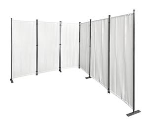 QUICK STAR Paravent 340 x 165 cm Tejido Divisor de habitación Jardín 6-Partición Pared de separación Plegable Balcón Pantalla de privacidad Blanco
