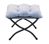 QUICK STAR Reposapiés plegable, reposapiés, reposapiés, taburete plegable con patas de metal, reposapiés con asiento acolchado extraíble, piel de felpa