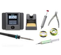 QUICK TS1100 ESD - Estación de soldadura digital regulable (70-90 W, 200 - 450 °C, con sensor profesional, SMD, con 3 memorias de temperatura fija, punta de soldadura de 0,5 mm y juego de 5 accesorios