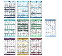 QUICKFIT - Juego de 10 pósteres de entrenamiento de ejercicios, mancuernas de volumen 1 y 2, suspensión, pesas rusas, bandas de resistencia, estiramiento, peso corporal, barra, posturas de yoga