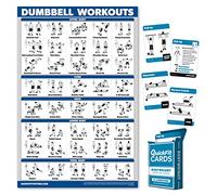 Quickfit - Juego de 2 pósteres de entrenamiento con mancuernas y tarjetas de ejercicio de peso corporal