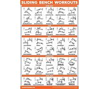 QUICKFIT Póster de entrenamiento de banco deslizante, compatible con Total Gym, Weider Ultimate Body Works, tabla de ejercicios de banco inclinado (laminado, 18 x 24 pulgadas)