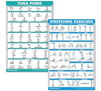 QUICKFIT Postes de yoga y ejercicios de estiramiento, juego de 2 gráficos laminados, posiciones de yoga y ejercicios de estiramiento (18 x 27 pulgadas)