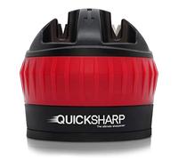 QuickSharp® Afilador de Cuchillos - El Mejor Afilador para su Seguridad - con Ventosa de Succión para Resultados Precisos en un Simple Paso (Rojo)