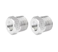 Quickun Buje hexagonal reductor de acero inoxidable, NPT macho de 1 pulgada a NPT hembra de 1/2 pulgada, casquillo reductor de manguera (paquete de 2)