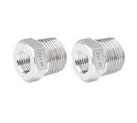 Quickun Buje hexagonal reductor de acero inoxidable, NPT macho de 3/4 pulgadas a NPT hembra de 1/2 pulgada, casquillo reductor de manguera (paquete de 2)