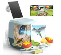 QUICTIGRY Comedero inteligente para pájaros con cámara, cámara de identificación de especies de aves alimentada por IA con grabación automática de video y panel solar, detección de movimiento y