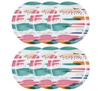 Quid Acuarela Set 6 Platos Llanos Melamina 25cm Melamina No Apto Microondas Extra Fuerte
