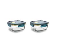 Quid Astral 2 Recipiente Cuadrado Hermético Vidrio 15,7x15,7x7,4cm - 80cl Otros Vidrios Apto Microondas Apto Congelador Reciclable