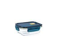 Quid Recipiente Rectangular Hermético Vidrio 15x11x6cm - 37cl Pp - Polipropileno Apto Microondas Apto Congelador Tapa 4 Cierres Herméticos 100% Con Válvula