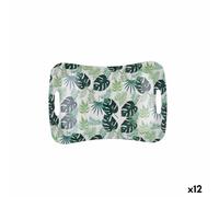 Quid Bandeja de Desayuno Habitat Multicolor Plástico 33,5 x 23 x 3,5 cm con Asas Hojas (12 Unidades)