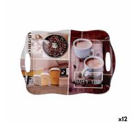 Quid Bandeja de Desayuno Habitat Multicolor Plástico 34 x 25 x 2 cm con Asas Café (12 Unidades)