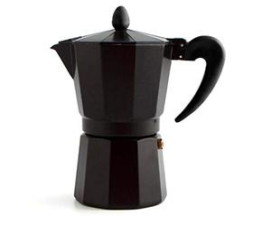 Quid Cafetera Black Coffee de Aluminio 6 Tazas | Negro, Aluminio, acabado metalizado, 6 tazas