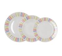 QUID CALIFORNIA Vajilla Porcelana 18 PIEZAS - 6 PERSONAS Blanco Decorado Tamaño idóneo para una ración saludable