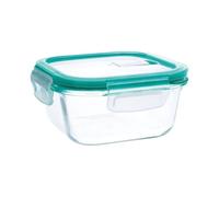 Quid Ciclon Recipiente Cuadrado Hermético Vidrio 13,6x13,6x7cm - 53 oro Apto Microondas Apto Congelador Reciclable