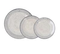 QUID FARO Vajilla Porcelana 18 PIEZAS - 6 PERSONAS Blanco Decorado Tamaño idóneo para una ración saludable