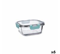 Quid Fiambrera Hermética Purity Cuadrada 800 ml Transparente Vidrio (6 Unidades)