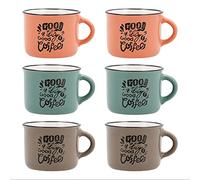 Quid Frappe Deco Set De 6 Tazas Cerámico Surtido 8cl Gres Apto Microondas