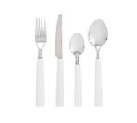 Quid Fresia Set de 24 Cubiertos con Mango Blanco, Acero Inoxidable, Blanco, 9 x 9 x 24 cm