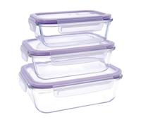 Quid Frost Set 3 Recipientes Herméticos Vidrio 37cl - 64cl - 104cl Sodo Apto Microondas Apto Congelador Reciclable