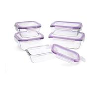 Quid Frost Set 5 Recipientes Herméticos Vidrio 37cl - 64cl - 104cl - 52cl - 80cl Sodo Apto Microondas Apto Congelador Reciclable