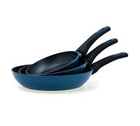 Quid Future Set de 3 Sartenes de Aluminio Forjado, Antiadherente, Azul, 18-22-26 cm, Mango Soft Touch