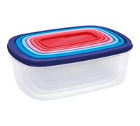 Quid Hábitat Set 7 herméticos rectangulares, Apilables y encajables, BPA Free, Plástico, Multicolor