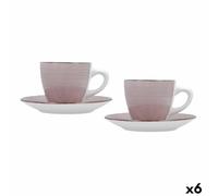 Quid Juego de Tazas con Platos Vita Morning Rosa Cerámica (4 Piezas) (6 Unidades)