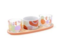 Quid Kaleido Tabla Aperitivo Bambú Vidrio y Porcelana 25x10x5,5cm Madera