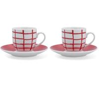 Quid Kansas Set 6 Tazas Con Plato Porcelana Apto Microondas (Paquete de 2)