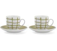 Quid Kansas Set 6 Tazas Con Plato Porcelana Apto Microondas (Paquete de 2)