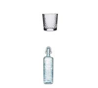 Quid Lote de 6 Vasos Bajos Vidrio 26cl + Botella Mesa Vidrio Con Tapón 1l