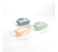 Quid Set 3 Recipientes Herméticos Plástico 11,5x8x5cm Tpe - Elastómero Termoplástico Apto Microondas Apto Frigorífico Tapa 4 Cierres Herméticos 100%