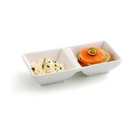Quid Plato doble Select de porcelana 15 x 7 cm | Blanco, Porcelana, forma ovalada, acabado brillo, 15 x 7 cm, apto para microondas