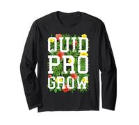 Quid Pro Grow Gardener - Flores de jardín con Texto Floral Manga Larga