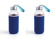 Quid Quidate Botella Transporte Vidrio con Funda Neop 0,40l Sodo No Apto Microondas Reciclable (Paquete de 2)