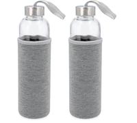 Quid Quidate Botella Transporte Vidrio con Funda Neop 0,60l Sodo No Apto Microondas Reciclable (Paquete de 2)