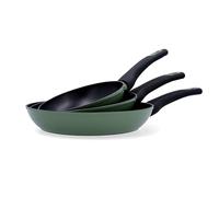 Quid Set de 3 Sartenes Forjado Aspen de Aluminio 18-22-26cm | Verde, Aluminio, acabado mate, 18-22-26cm
