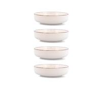 Quid Set de 4 platos hondos Duna de loza 18,5 x 5,3 cm | Beige, Loza, formato redondo, acabado decorado, 18,5 x 5,3 cm, 4 piezas, apilable, apto para microondas