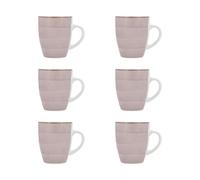 Quid Set de 6 mugs Vita Morning de gres 35 cl | Rosa, Gres, forma redonda, acabado brillo, 35 cl, 6 piezas, apto para microondas