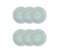 Quid Set de 6 platos postre Vita Aqua de gres 19 cm | Turquesa, Gres, formato redondo, acabado brillo, 19 cm, 6 piezas, apilable, apto para microondas