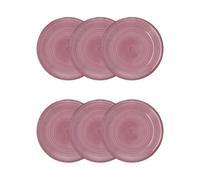 Quid Set de 6 platos postre Vita Peoni de gres 19 cm | Rosa, Gres, formato redondo, acabado brillo, 19 cm, 6 piezas, apilable, apto para microondas